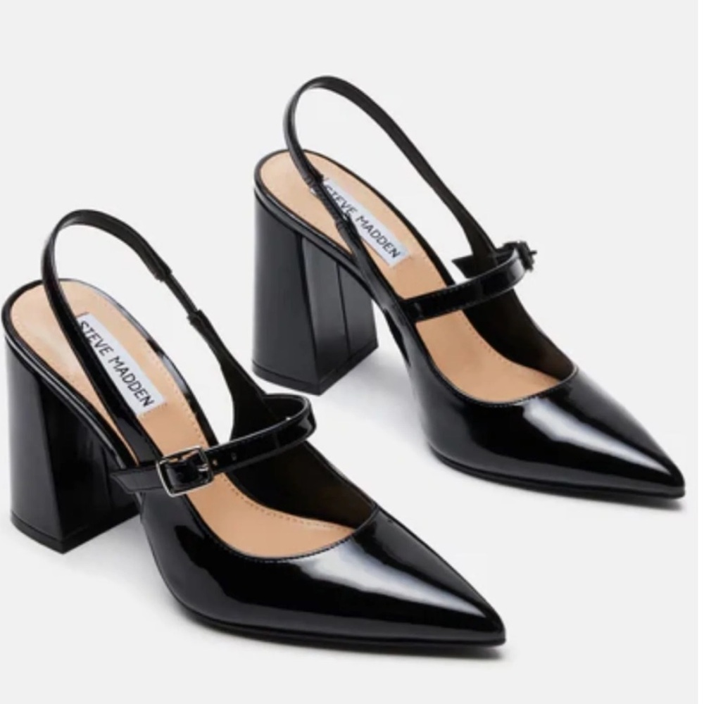 Steve Madden Maegan Black Patent Heels